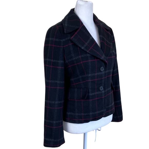 Talbots Sz 4P Kate Fit Wool Blend Plaid Fitted Blazer Single Breasted Careerwear - Picture 4 of 16